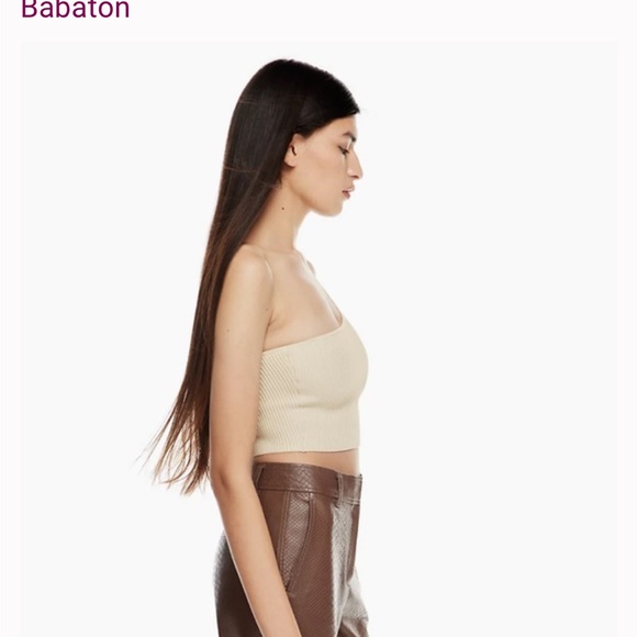 Babaton cropped one shoulder knit ribbed tank - Picture 5 of 6